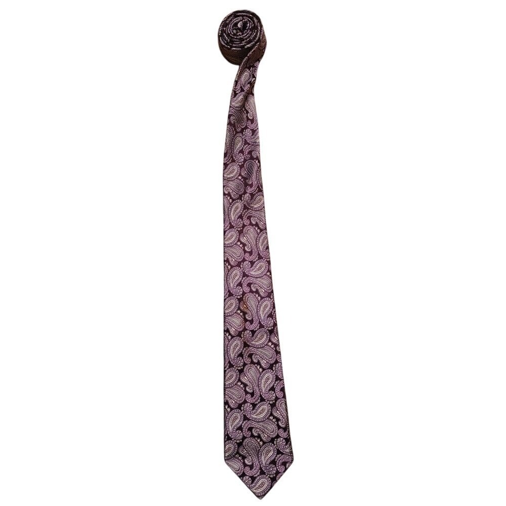 Class Club Gold Label‎ Purple Paisley Necktie Silk Blend Business